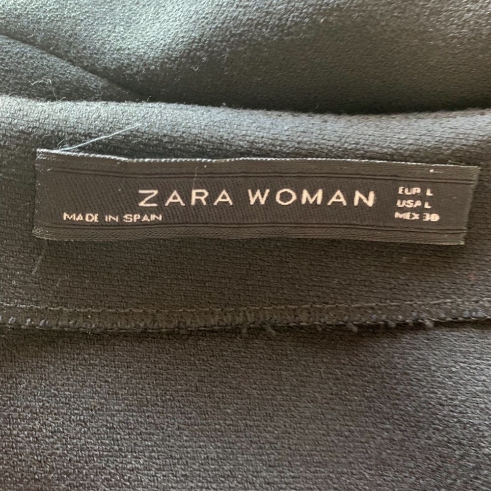 NWOT Zara Woman Black Sheath Dress Large Minimal Boat Neck Stretch - Picture 6 of 6